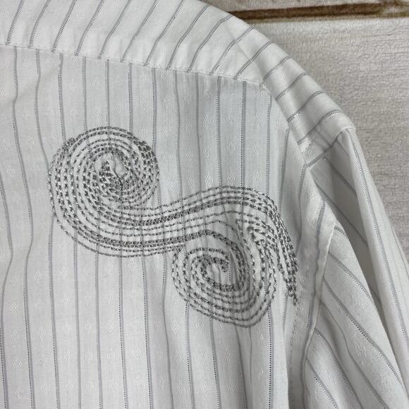 Vintage Wrangler Pearl Snap Short Sleeve Button Up White Embroidered Metallic - Picture 4 of 13